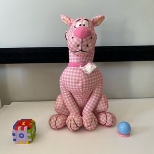 Toy Factory Scooby Doo Stuffed Animal Plush Pink Plaid Cartoon Dog